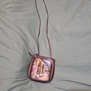 Chic Brown Crossbody Bag with Artistic Design